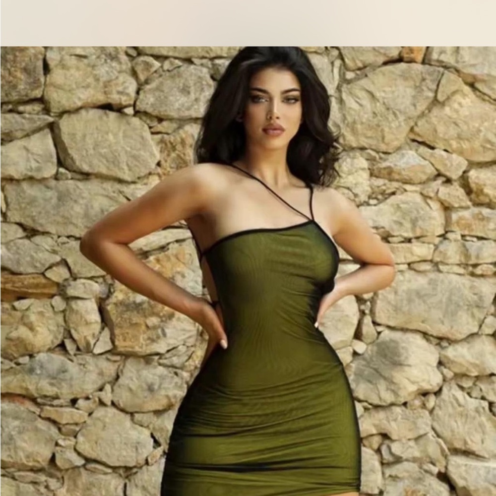Elegant Olive Green Women's Dress